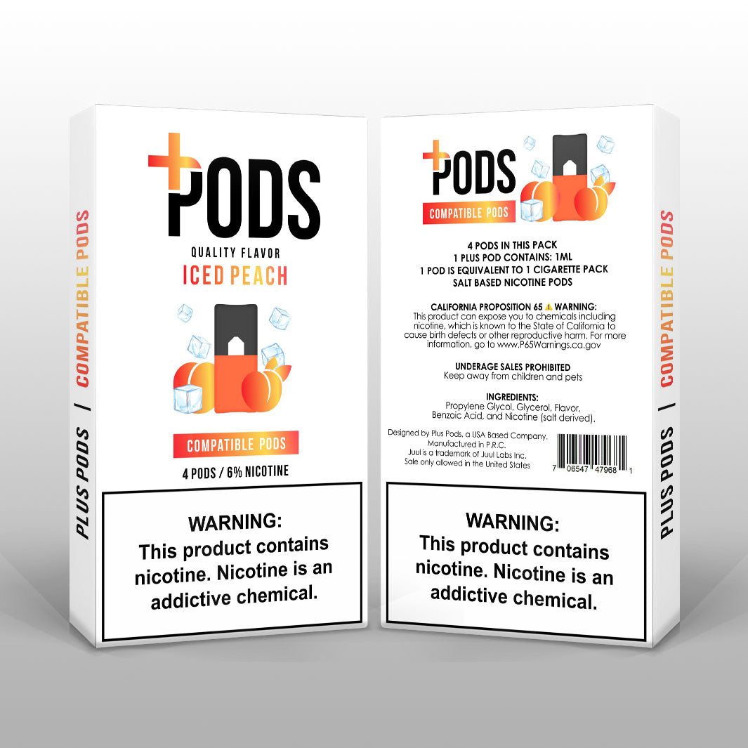 Plus Pods Iced Peach (アイスピーチ) 4パック-* JUUL互換* - Vapespot Japan